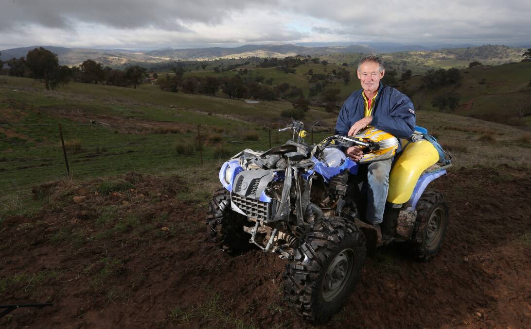 LAW AND ORDER: Bethanga farmer David Elder is calling for nationwide laws to protect people who ride quad bikes after he himself suffered an accident. He believes helmets should be mandatory. Picture: ELENOR TEDENBORG