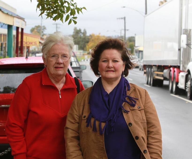TAKING ACTION: Marie Meagher and Roberta Horne worry it's only a matter of time before someone is killed by the heavy trucks that pass through Rutherglen's centre daily. Picture: DERRICK KRUSCHE