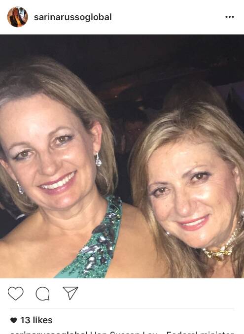 OFFICIAL BUSINESS: Sussan Ley and Sarina Russo pose on Instagram.