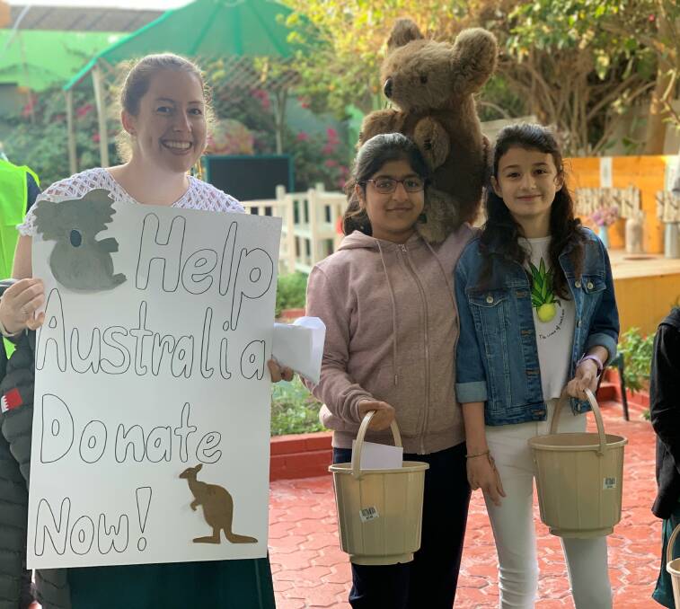 UNIVERSAL LANGUAGE OF CARE: Students and teachers at Nadeen School in Bahrain were moved to help people and animals in Australia devastated by the bushfires. Picture: SUPPLIED