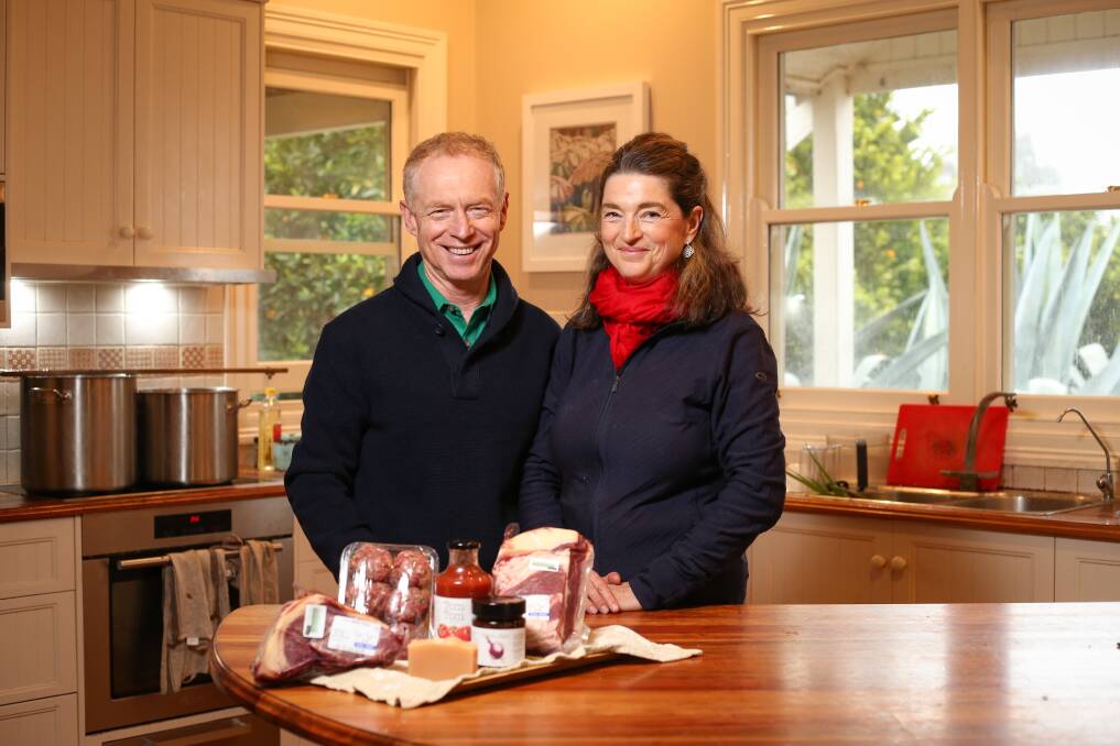 QUALITY YOU CAN TASTE: Gordon Shaw and Leanne Wheaton in their welcoming country-style kitchen at Jindera; the pair practises what they preach when it comes to sustainable living. Picture: JAMES WILTSHIRE