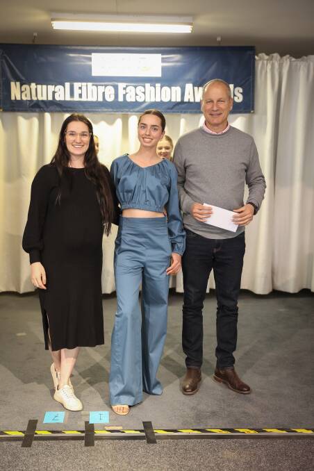 The Australian Made Award winner Jessica Durman, of Kooringal, with her winning entry, and sponsor, Andrew Stern, of JMP Developments, Wodonga. PIcture supplied