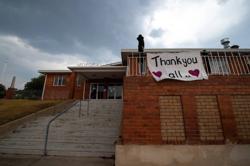 SUPPORT: The hall at Corryong where a grateful community has thanked everyone involved in the bushfire relief efforts.