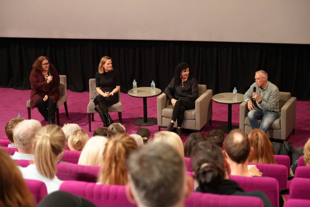 QUESTION TIME: ABC Radio presenter Gaye Pattison leads a panel discussion with Albury-Wodonga Health's Leah Wiseman, Solstice film-maker Helen Newman and Winter Solstice co-founder Stuart Baker. Picture: WILL WHITING