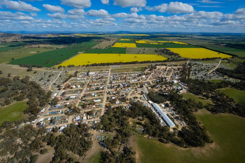 GOLDEN OPPORTUNITIES: A stunning aerial photograph of the expansive 2018 Henty Field Days site. Picture: SUPPLIED
