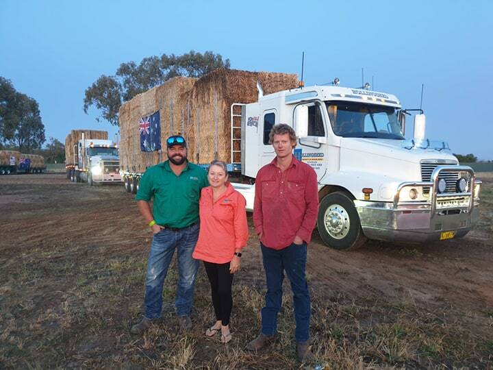 FIRST-TIMERS: Daniel and Kellie Hollingshed, from the Hunter Valley, with Dustin Dalton, 25, from Tempy in north-west Victoria, are new to the Burrumbuttock Hay Runners.