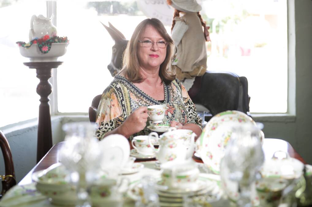 TIMELESS: Janelle Faust has opened Jindera Village Antiques with a special focus on fine old English china. Picture: JAMES WILTSHIRE