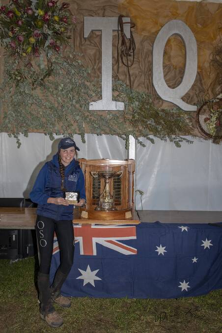 EYES ON THE PRIZE: Table Top rider Emma Dimech with her Quilty buckle and the prized Tom Quilty gold cup, which normally resides in the Stockman's Hall of Fame at Longreach.