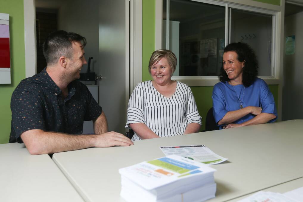 SUPPORT: Albury-Wodonga Lifeline volunteers Janet Waite and Dan Beckwith and Lifeline manager of crisis support services Stacy Read. Pictures: TARA TREWHELLA