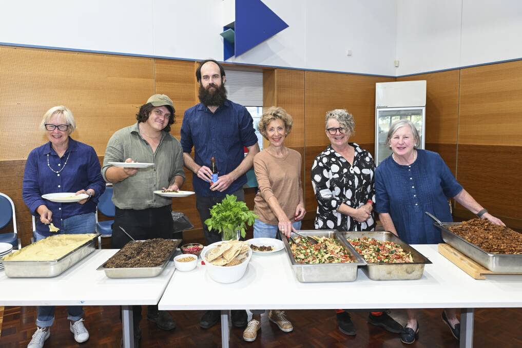 Lunch is served .... Amanda Heath, Alex Cameron, Ed Caunt , Robyn Muntz, Noelle Quinn and Fiona Watson help launch the 2024 multicultural lunch program and honour the legacy of Border foodie Kim Caunt. Picture Mark Jesser