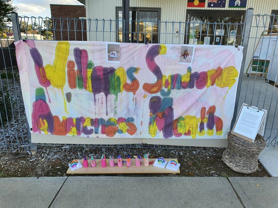 SUPPORT THAT SHOWS: The colourful craft and banner at Howlong Preschool to support student Olive Statham, 5, and raise awareness of Williams Syndrome.