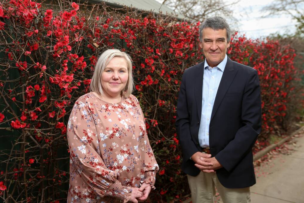 NEW BEGINNINGS. Stacy Read, who has recently been appointed CEO of Lifeline Albury-Wodonga , with new chair of the board Ross Passalaqua. Picture: JAMES WILTSHIRE