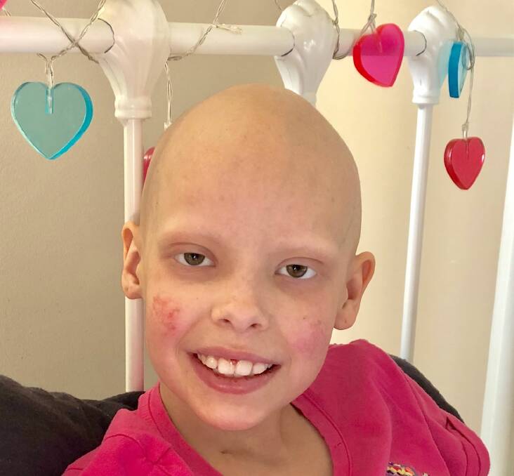 BRAVE FACE: Jindera's Matilda Hacking, 10, has been through more than 20 chemotherapy treatments to beat her bone cancer, the result of a rare genetic condition called Rothmund-Thomson syndrome. Picture: SUPPLIED