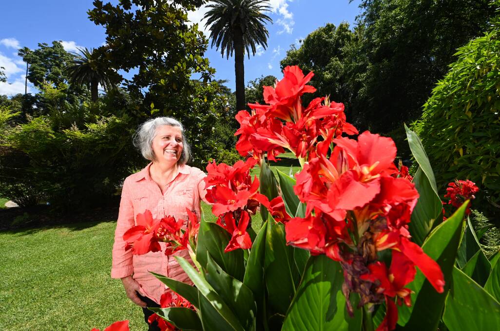 BLOOMIN' MARVELLOUS: Chiara Cass, from Jindera, is a long-standing volunteer of Friends of the Albury Botanic Gardens ... the group gathers on Tuesday and Thursday mornings to tend the plants. PIctures: MARK JESSER