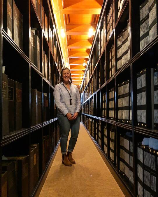 WORLD OF EXPERIENCE: The 2018 scholarship winner Anna Cotton in the archives of Vitale Barbers Canonic (a fabric mill established in 1663), that has 100 years of documents relating to the company and consumer trends.
