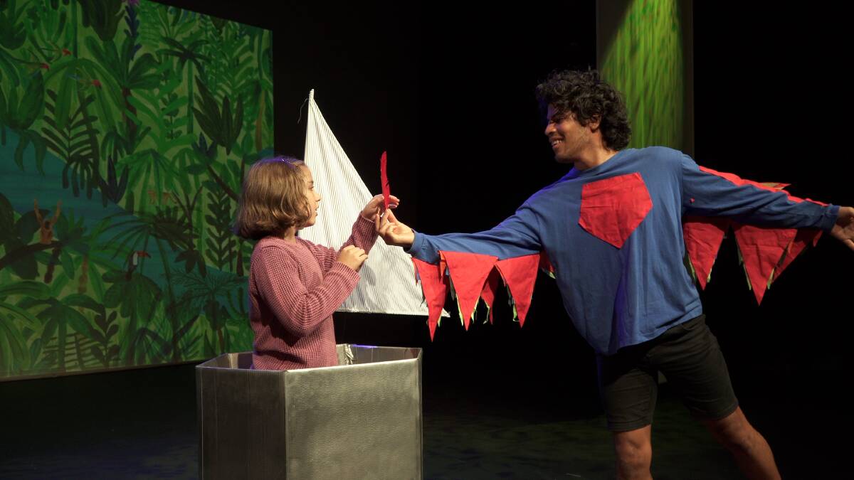 THEATRICAL EVENT: Emma Giasoumi, 11, performs with Seth Scheuner for the story time event with a difference, which will feature as part of the Upstream Festival. Picture: HELEN NEWMAN