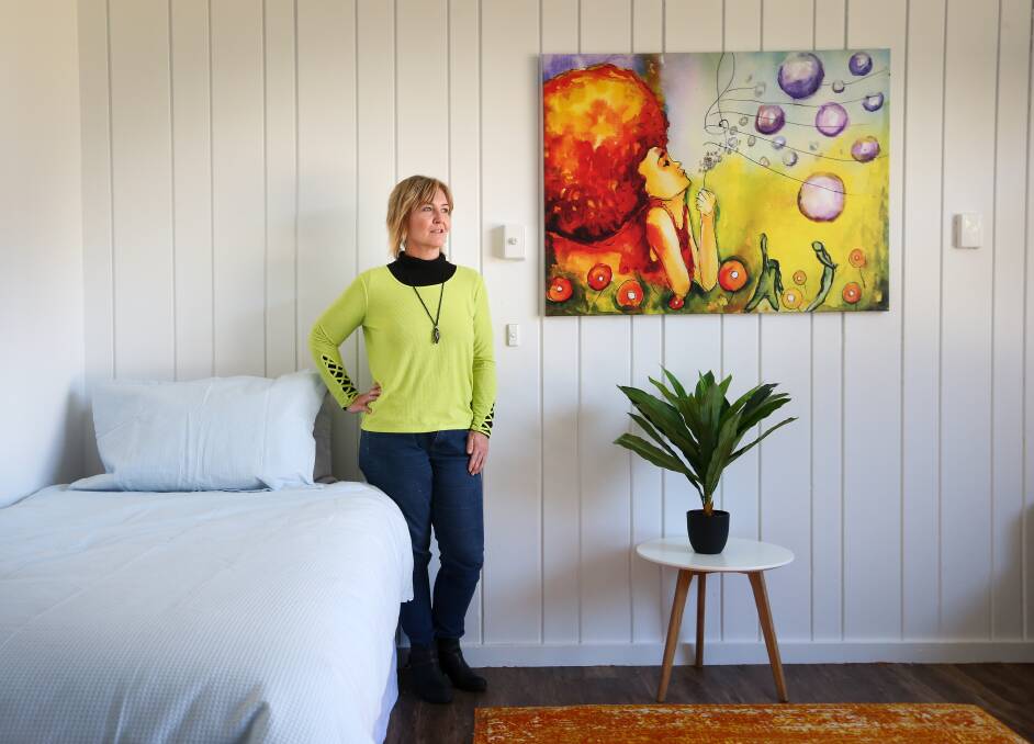 NURTURING SPACE: Betty's Place program manager Danielle Thompson in one of the newly renovated rooms at the Albury women's refuge. Picture: KYLIE ESLER