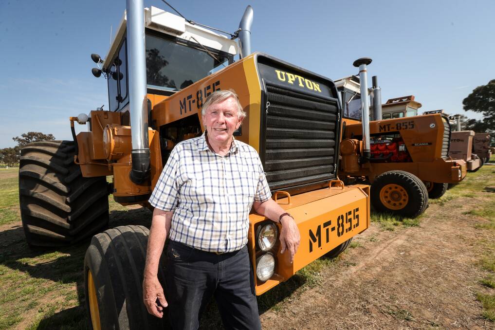 Carl Upton, 74, with the rare and mighty Upton tractors he designed in the 1970s, which are on display at this year's Henty field days. Picture by James Wiltshire