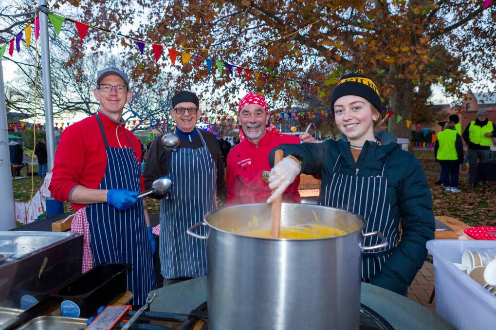 FOOD FOR THE SOUL: Catering chief Paul Mannering (second from right) with his team of helpers at the 2021 Winter Solstice. Picture: MANIFEASTO PHOTOGRAPHY