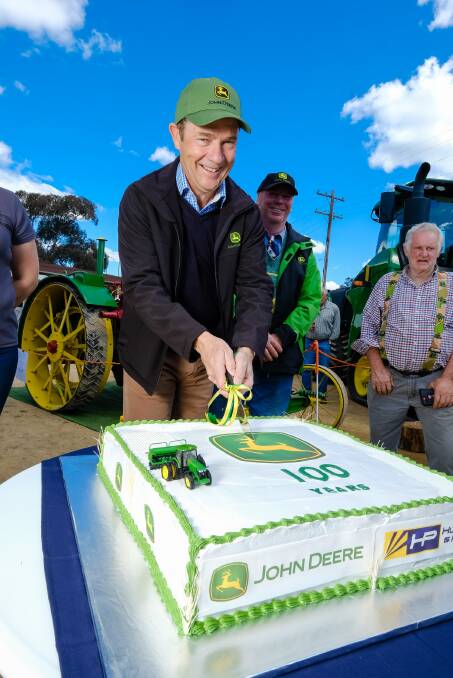 FUTURE HORIZONS: Peter Wanckel, John Deere Limited managing director (Australia/New Zealand) marks 100 years of tractor making at the 2018 Henty field days.