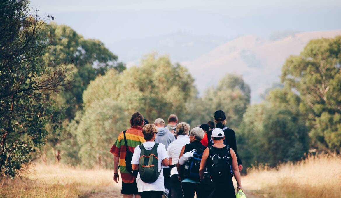 PEOPLE POWER: Walkers join the march - one step at a time -  to raise awareness of mental health and suicide prevention during the B2B walk from Beechworth to Bright at the start of April.