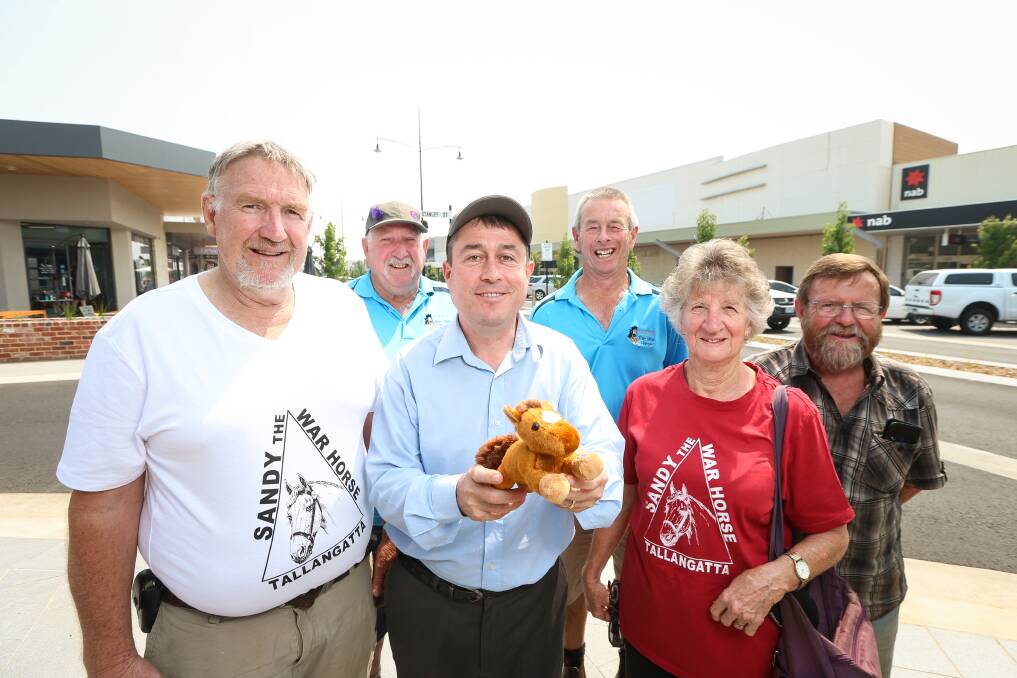 MOVES AFOOT: Sandy the War Horse Memorial Action Group's Ross Smith, MP Tim Quilty and Louise Coulston (front) with Bryan Smith, Chris Phillips and Tony Lock (at back). PIcture: JAMES WILTSHIRE
