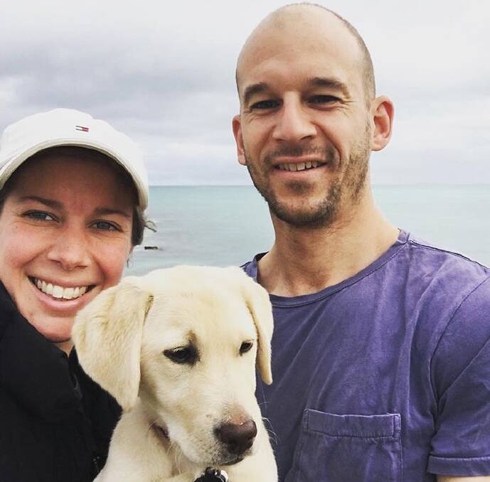 LIFE LOVED: Catherine Ross with her husband Jamie and their beloved dog Margaret.