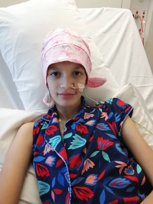 STAYING STRONG: Kateri Byrnes, 14, is undergoing treatment at the Royal Children's Hospital, Melbourne.