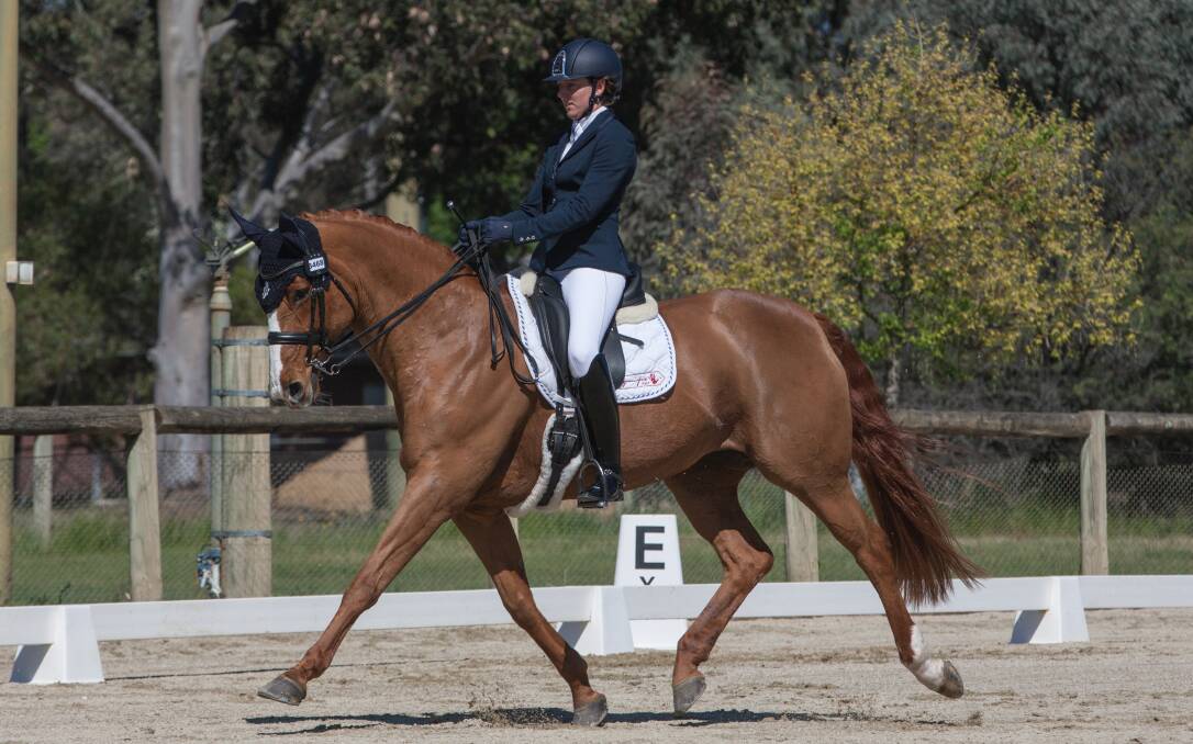 STYLE QUEEN: Eliza Mylon and her mare Revelwood World Class during the medium class at the dressage championships held at Albury.