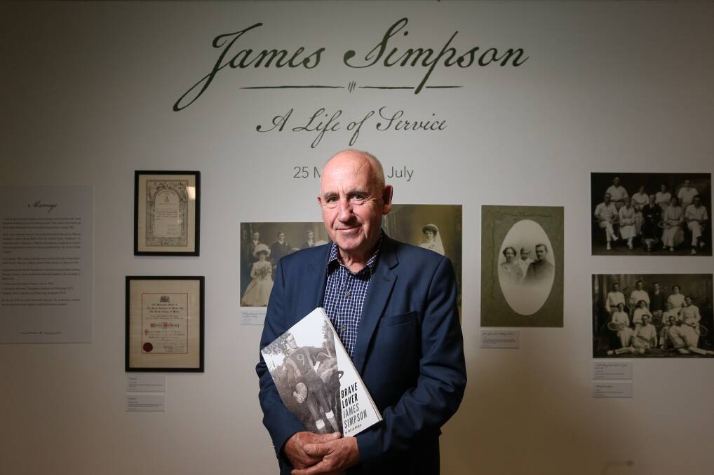 DISTINGUISHED HISTORY: Author Patrick Mangan ahead of last night's launch of his book, 'Brave Lover James Simpson', at Albury LibraryMuseum. Picture: JAMES WILTSHIRE