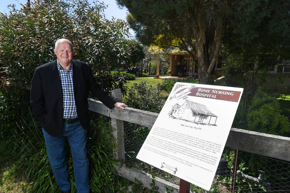 TRAIL BLAZERS: Peter Knight with one of the markers on the heritage trail that will be officially opened as part of Jindera's 150th celebrations. Picture: MARK JESSER
