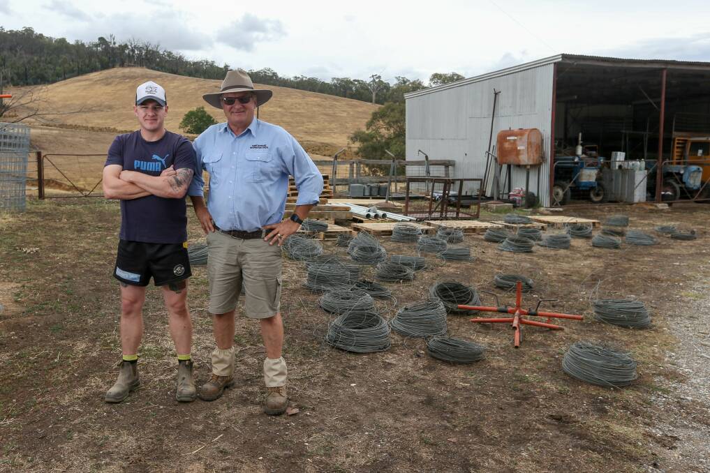 TOP GEAR: Jamie Wolf with his dad Alex; their family farm was burnt out in December 2015, which has motivated their efforts to help fire-affected communities.