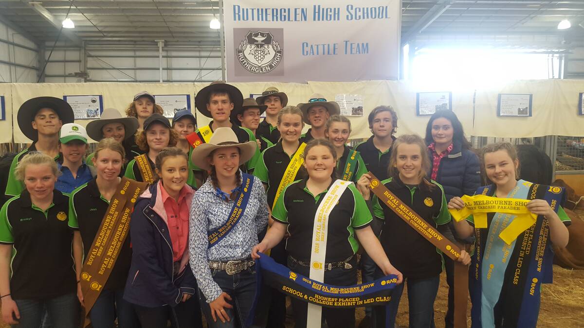 HOOKED ON AGRICULTURE: Rutherglen High School's successful cattle team at this year's Royal Melbourne Show.