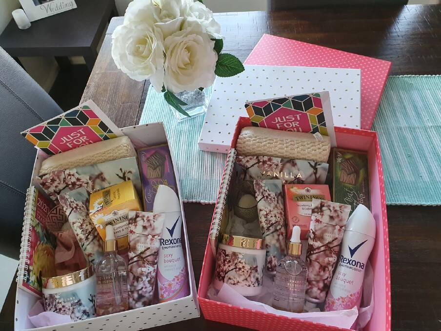 IF THE SHOE FITS: Some further examples of the generous pamper boxes assembled for the Ladies of the Land NSW initiative.