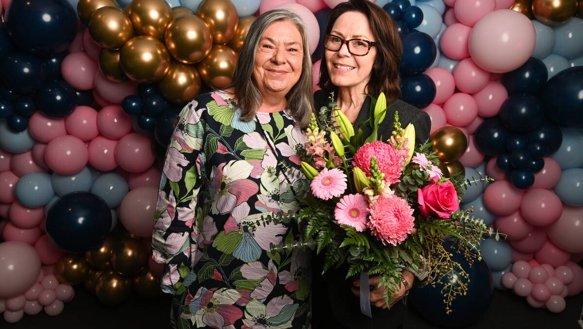 Yes Unlimited CEO Di Glover with Rosy Seaton (owner of Traverse Alpine Group - The Boat Shed) at the 2023 annual fundraiser for Betty's Place, which raised $75,000 ... organisers are hoping to beat that record at this year's May 3 event. Picture by Mark Jesser
