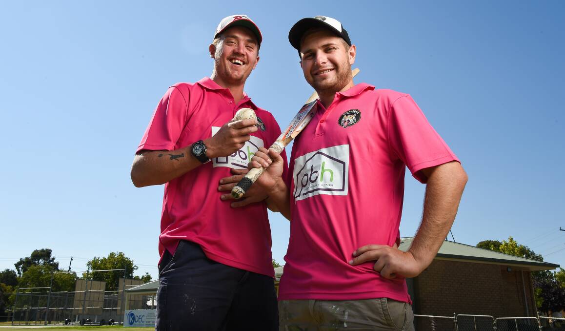 Henty's Paddy Murray and Walbundrie's Mason Collins are looking forward to Sunday's Pink Stumps Day at Walbundrie.
