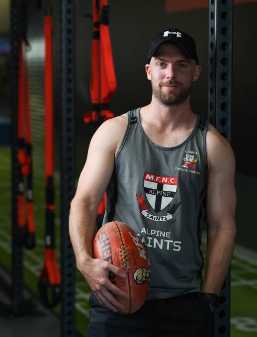 READY TO GO: Myrtleford defender Tom Kerlin at Genesis Gym in Wodonga ahead of Sunday's season opener. Picture: MARK JESSER