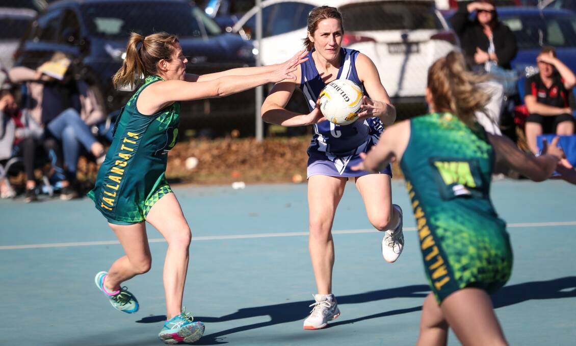 Mitta United's Anna Smith was in the thick of the action against Tallangatta on Sunday. Picture: JAMES WILTSHIRE