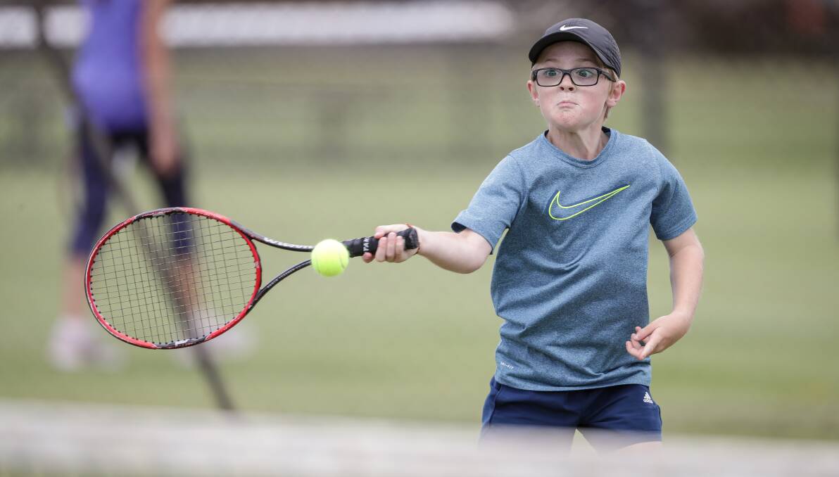 Promising youngster Harry Hodgkin wasn't taking his eyes off the ball during the Sportspower junior tournament on Sunday. Pictures: JAMES WILTSHIRE