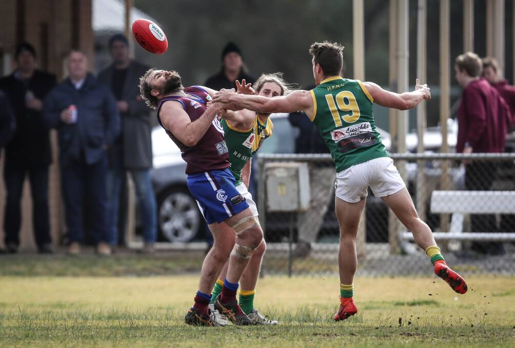 SURPRISE RETURN: Coach Josh Hillary made his presence felt for Culcairn against Holbrook at Culcairn on Saturday. Picture: JAMES WILTSHIRE