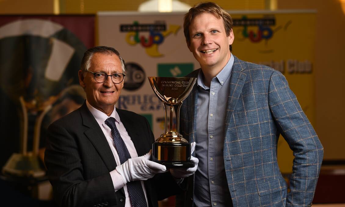 Trainers Peter Snowden and Bjorn Baker were guest speakers at Friday's Albury Gold Cup launch. Picture: MARK JESSER