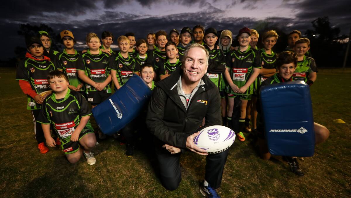 Former NRL player Michael Hagan impressed youngsters and coaches with his training drills at Greenfield Park. Picture: JAMES WILTSHIRE