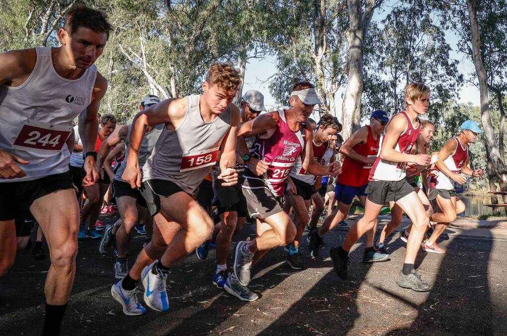 Competitors take off in the Cumberoona Run at Noreuil Park.