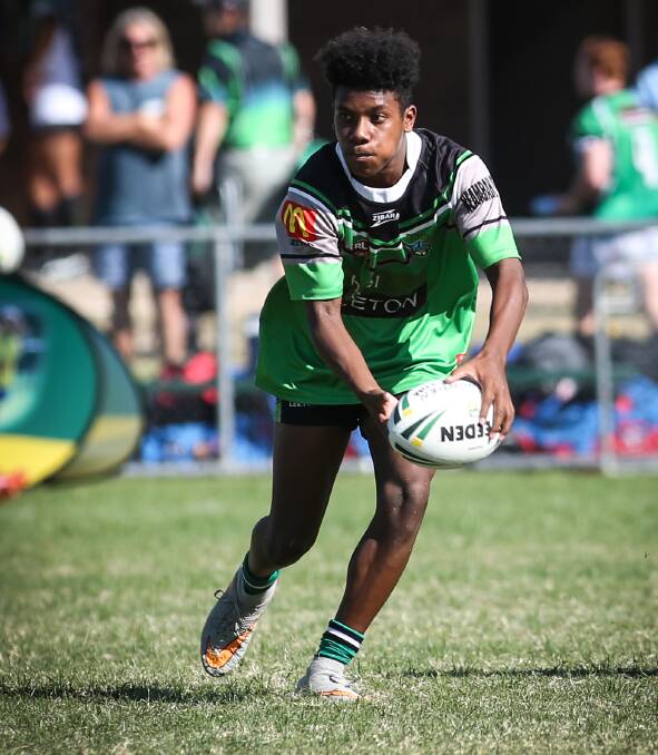ON THE MOVE: Elwyn Ravu, 15, in action for Leeton during the  inaugural What’s Your State of Mind event at Greenfield Park on Saturday. Picture: JAMES WILTSHIRE
