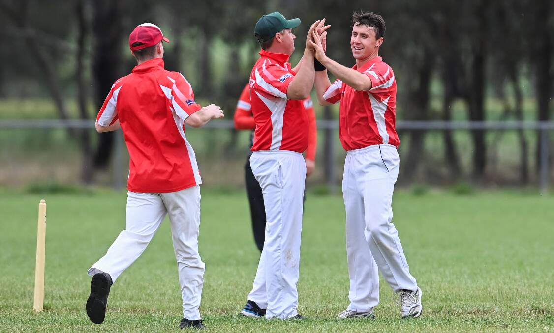 Dylan Hore celebrates a wicket before last weekend's match against Brock-Burrum was washed out. Picture: MARK JESSER