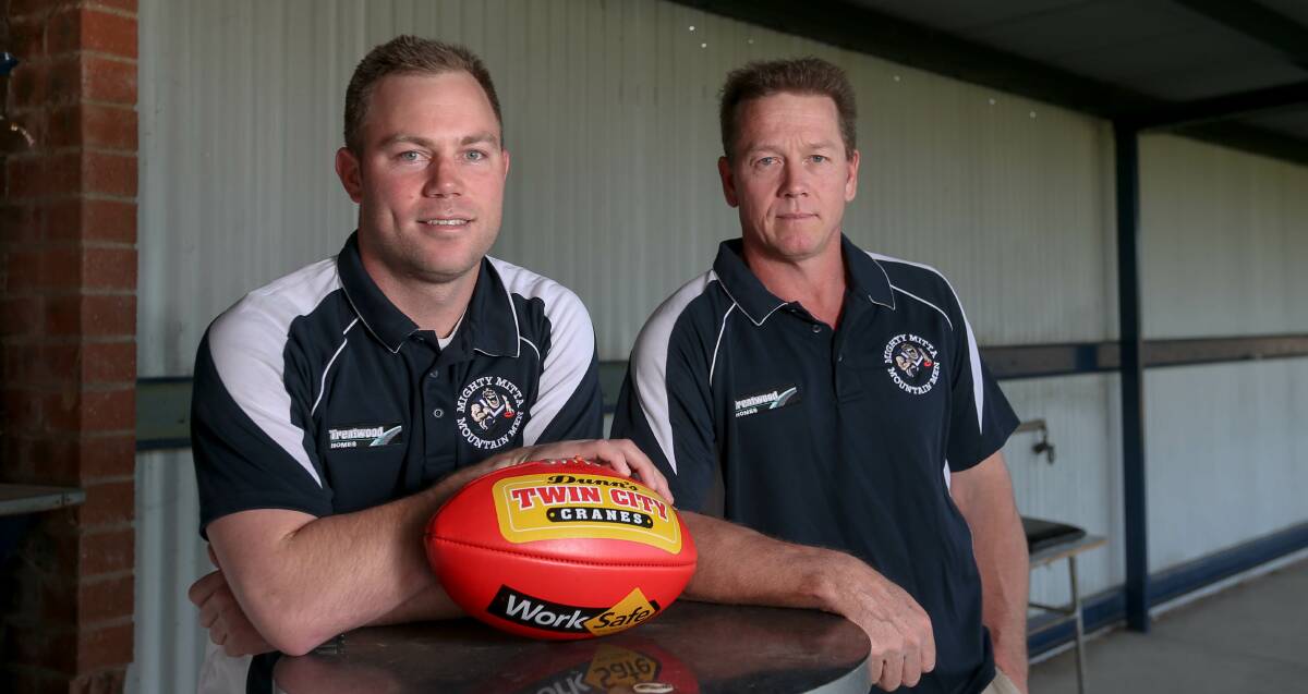 NEW DIRECTION: Aaron Lezius (right) will coach Mitta United next season with Ben Parker taking charge of the reserves. Picture: TARA TREWHELLA