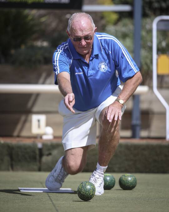 ON A ROLL: Australian Postal Institute president Jim Rayner sends down a bowl at Corowa Civic on Monday. Picture: JAMES WILTSHIRE