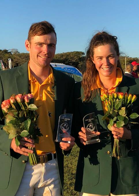 Holbrook polocrosse players Jim and Lucy Grills have taken out most valuable player awards for Australia against Zambia during their three-Test series.