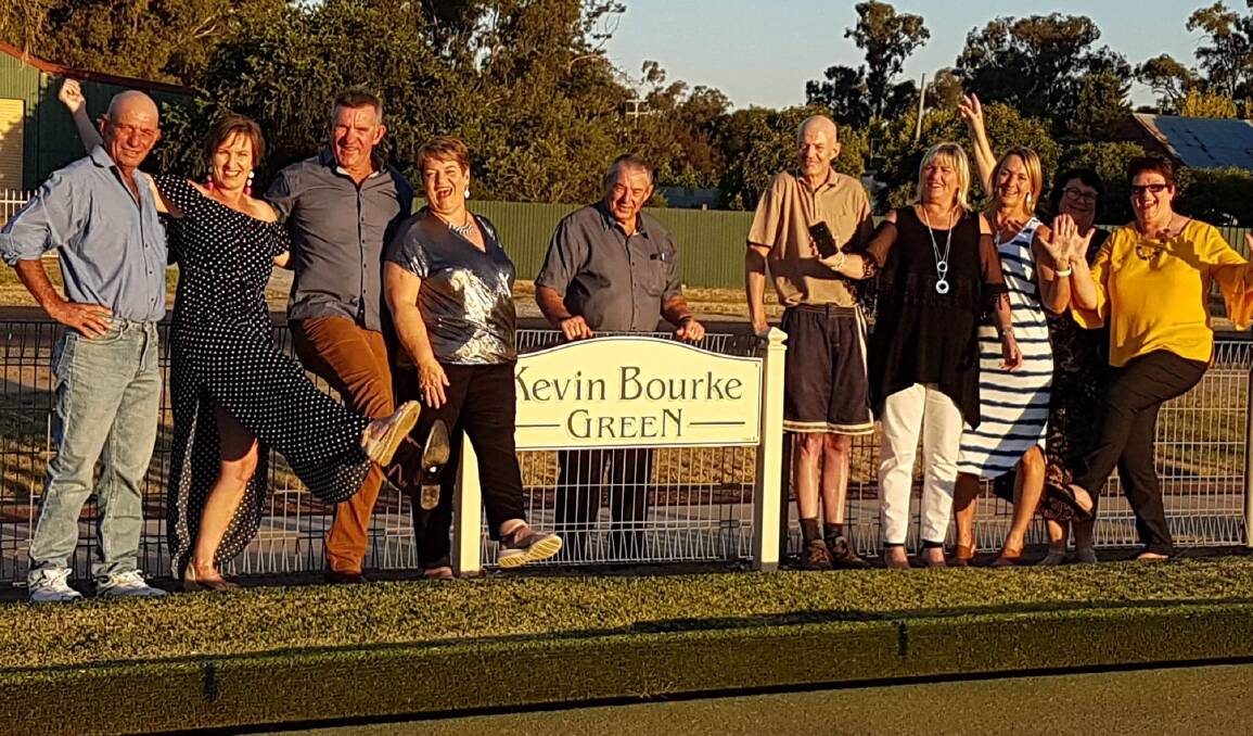 Kevin Bourke, who played bowls for more than 50 years, celebrated turning 90 with his nine children at the Henty Community Club two years ago.