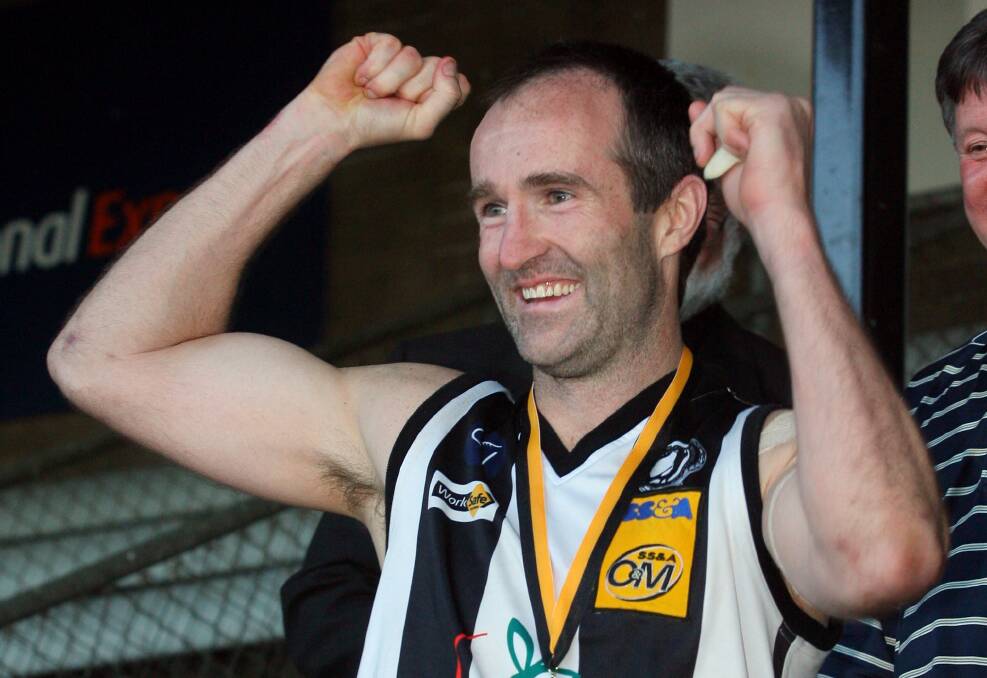TOUGH AS THEY COME: The inspirational Jo Henry celebrates Wangaratta's grand final victory over Lavington in 2008.